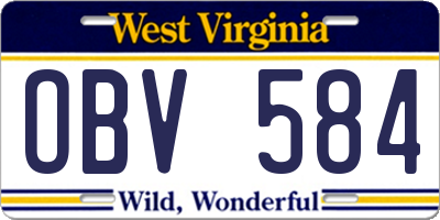 WV license plate OBV584