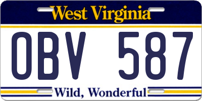 WV license plate OBV587