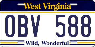 WV license plate OBV588