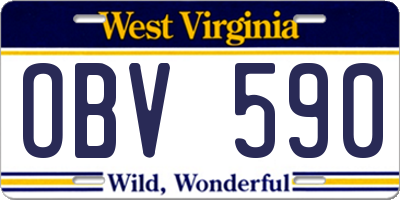 WV license plate OBV590