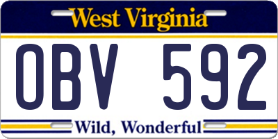 WV license plate OBV592