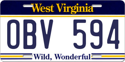 WV license plate OBV594