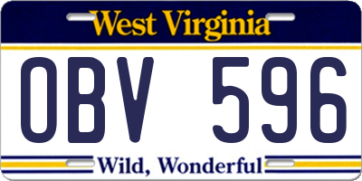 WV license plate OBV596