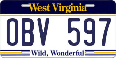 WV license plate OBV597