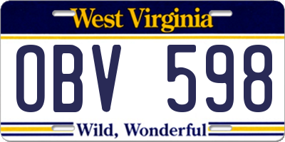 WV license plate OBV598