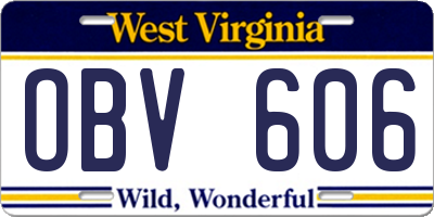 WV license plate OBV606