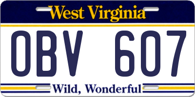 WV license plate OBV607