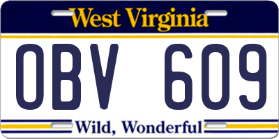 WV license plate OBV609