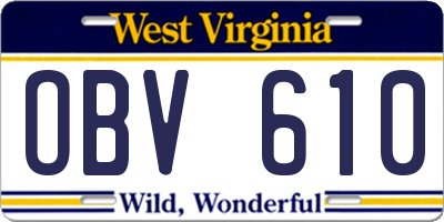 WV license plate OBV610