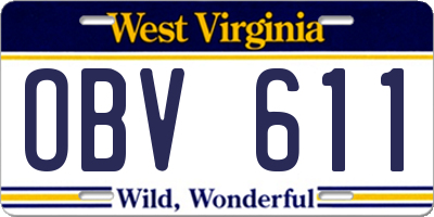 WV license plate OBV611