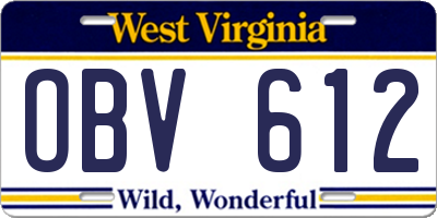 WV license plate OBV612