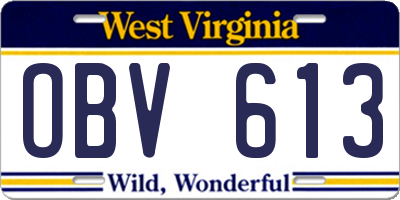 WV license plate OBV613