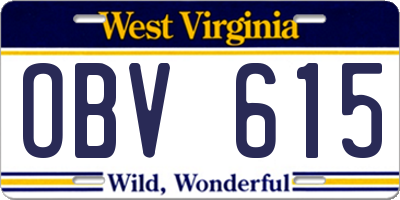 WV license plate OBV615