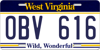 WV license plate OBV616
