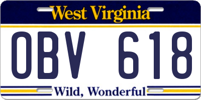 WV license plate OBV618