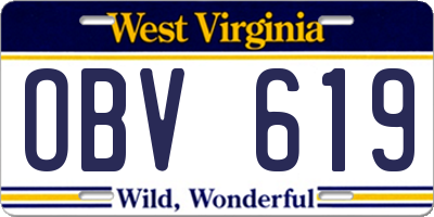 WV license plate OBV619