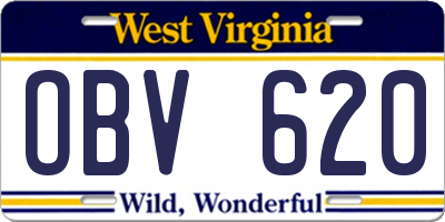 WV license plate OBV620