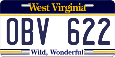 WV license plate OBV622
