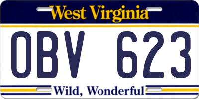 WV license plate OBV623