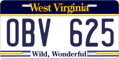 WV license plate OBV625