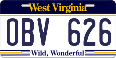 WV license plate OBV626