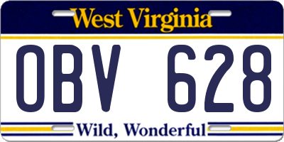 WV license plate OBV628