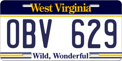 WV license plate OBV629