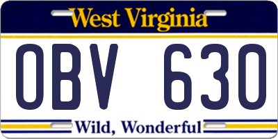 WV license plate OBV630