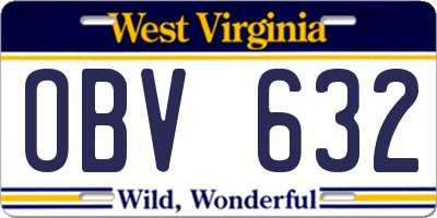 WV license plate OBV632