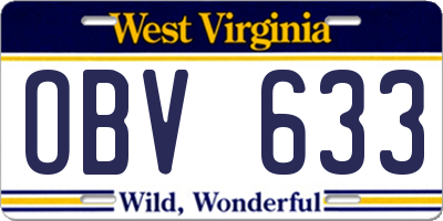 WV license plate OBV633