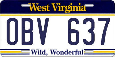 WV license plate OBV637