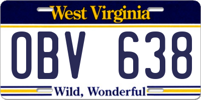 WV license plate OBV638