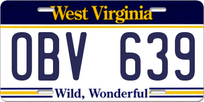 WV license plate OBV639