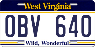 WV license plate OBV640