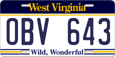 WV license plate OBV643