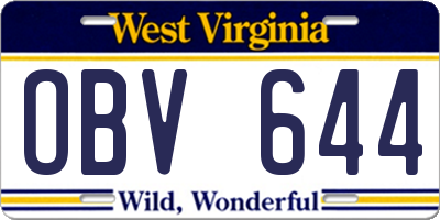 WV license plate OBV644