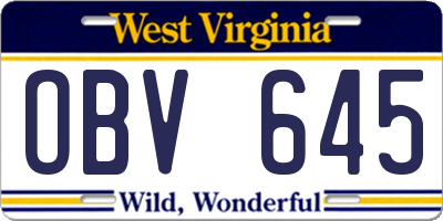WV license plate OBV645