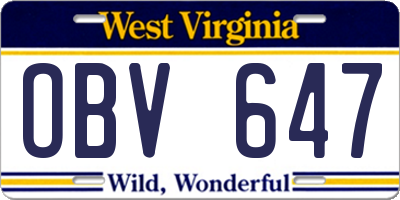 WV license plate OBV647