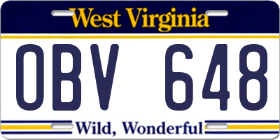 WV license plate OBV648