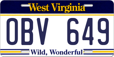 WV license plate OBV649