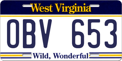 WV license plate OBV653