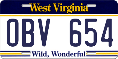 WV license plate OBV654