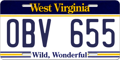 WV license plate OBV655