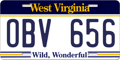 WV license plate OBV656