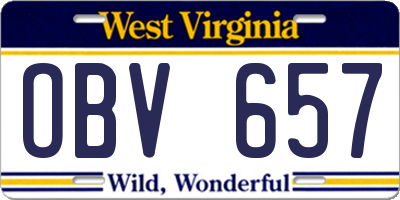 WV license plate OBV657