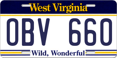 WV license plate OBV660