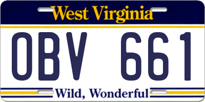 WV license plate OBV661