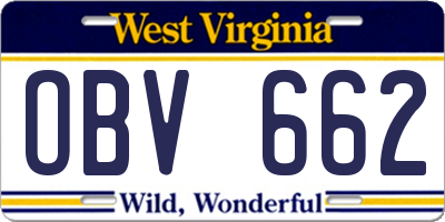 WV license plate OBV662