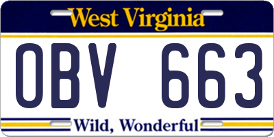 WV license plate OBV663