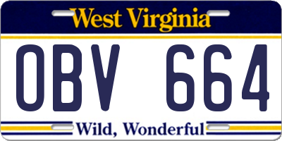 WV license plate OBV664